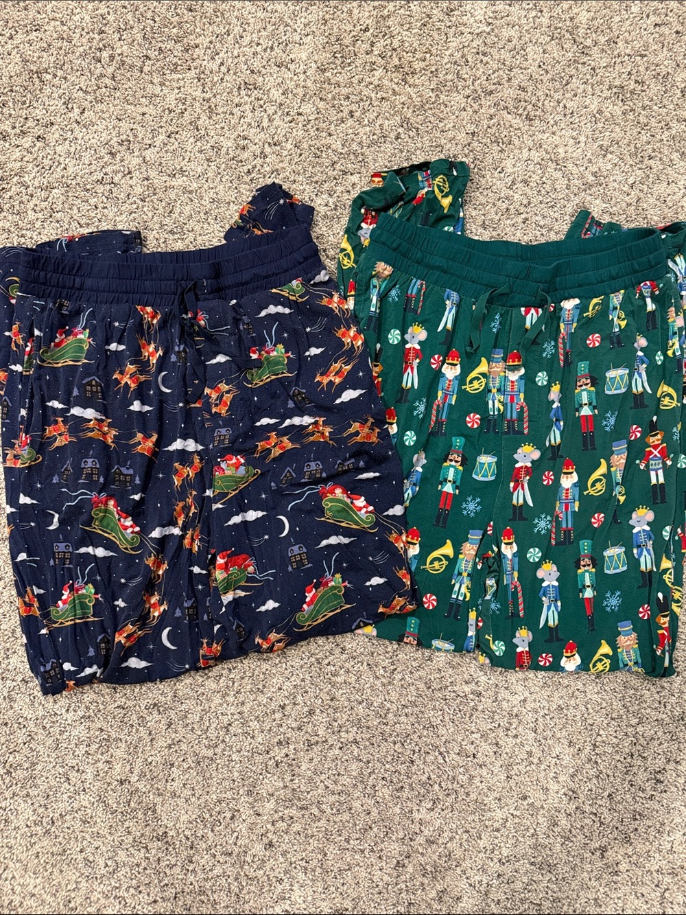 Little Sleepies Men’s Pajama pants - Navy Santa Sleigh & Green Nutcracker Prints